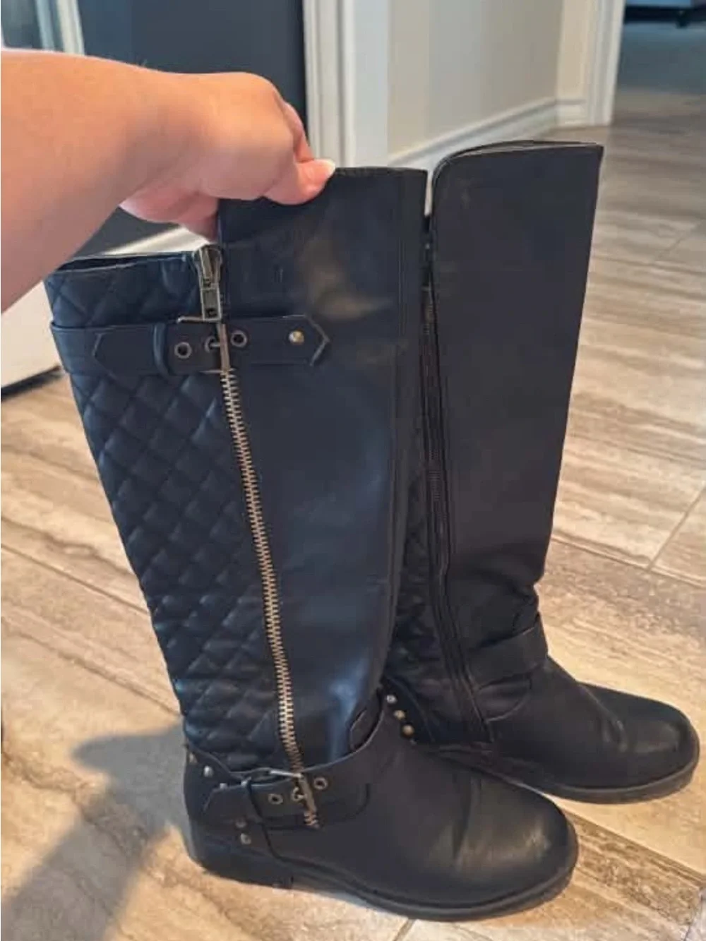 Women’s Tall Quilted Riding Boots - Black